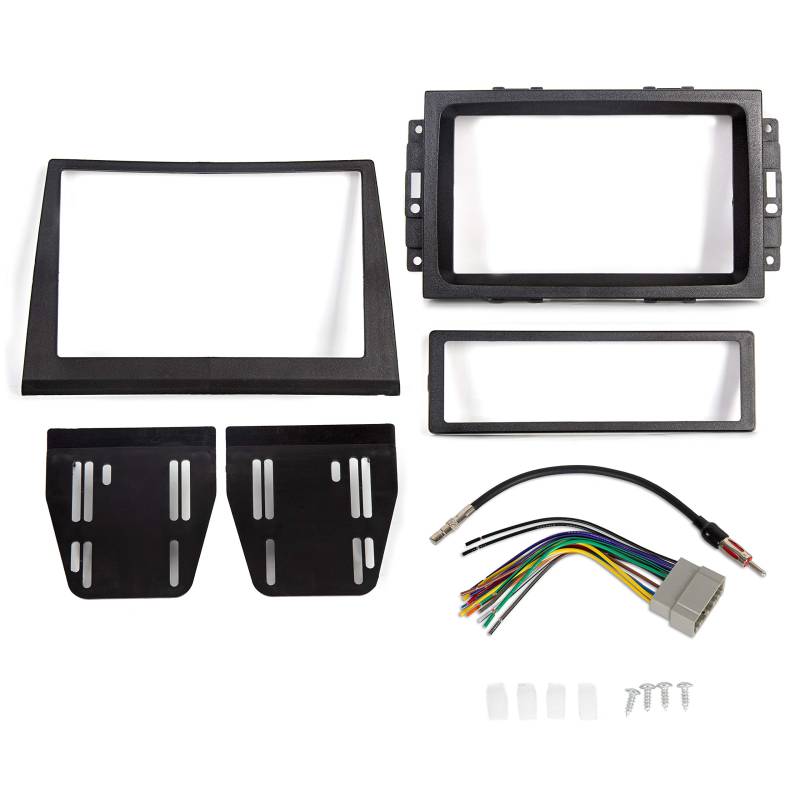Kojem Doppel-DIN-Armaturenbrett-Set, kompatibel mit Jeep Commander Center Armaturenbrettabdeckung, Blende, Kabelbaum, Radio, Armaturenbrett, Installationsset von Kojem