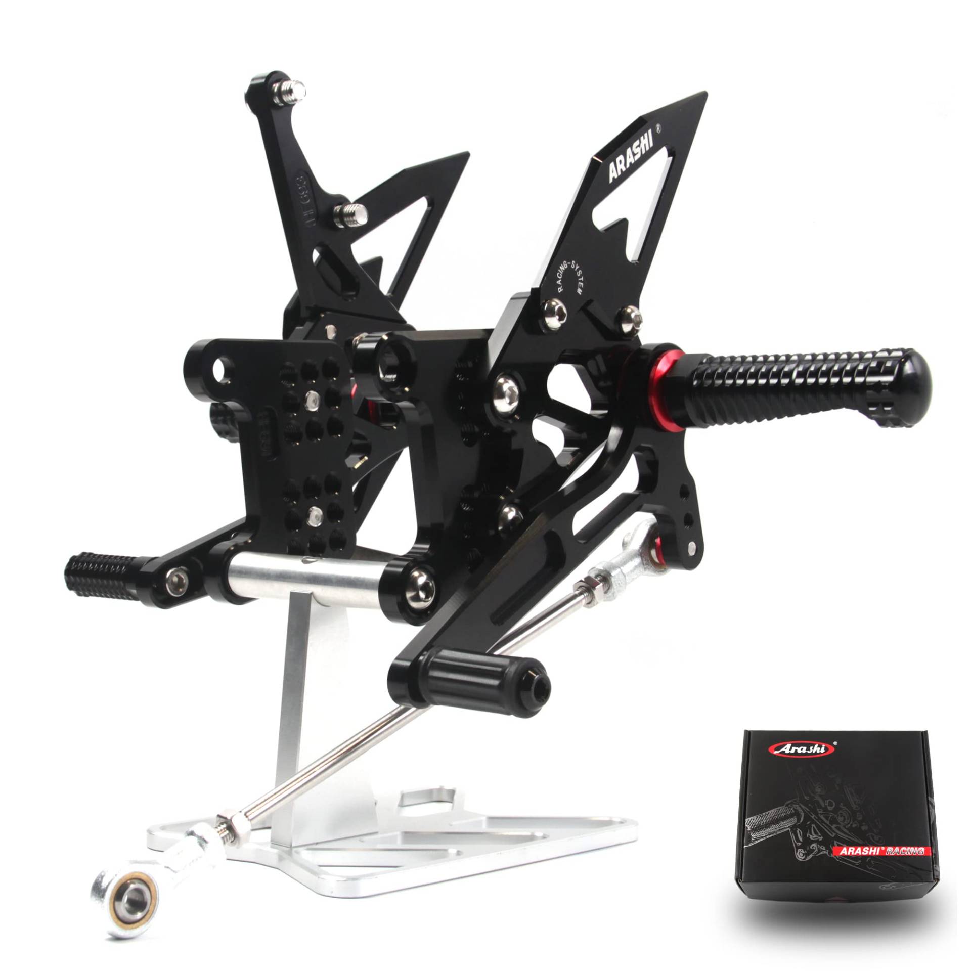 (Version 2.0) Verstellbare Fußrasten hinten für Triumph Speed Triple 1050 2005-2010/Daytona T595 T509 955i 1997-2005 Postpedale Schwarz 06 von Konerstone