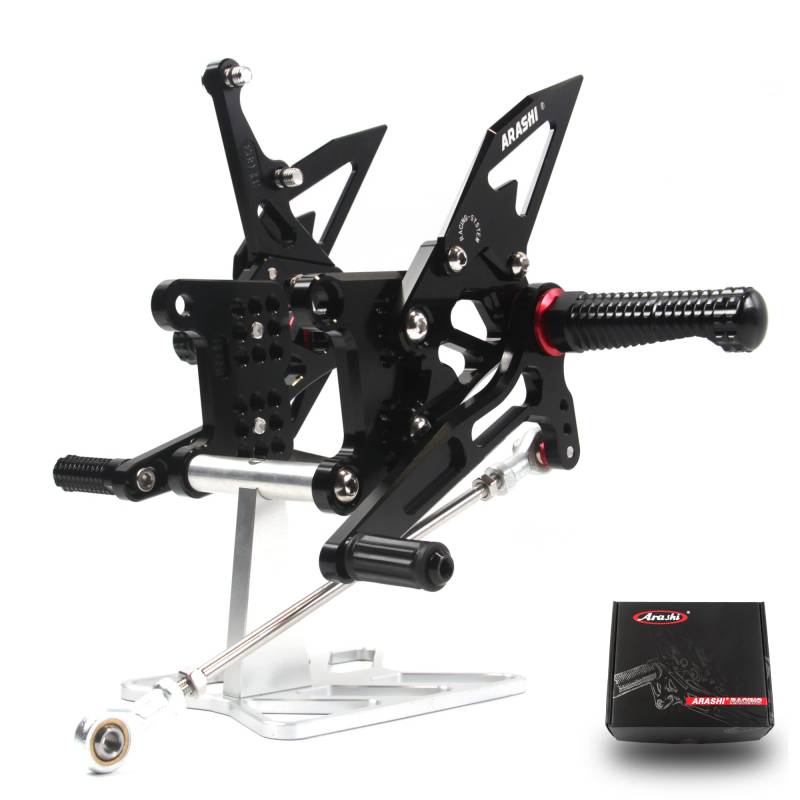 (Version 2.0) Verstellbare Fußrasten hinten für Triumph Speed Triple 1050 2005-2010/Daytona T595 T509 955i 1997-2005 Postpedale Schwarz 06 von Konerstone