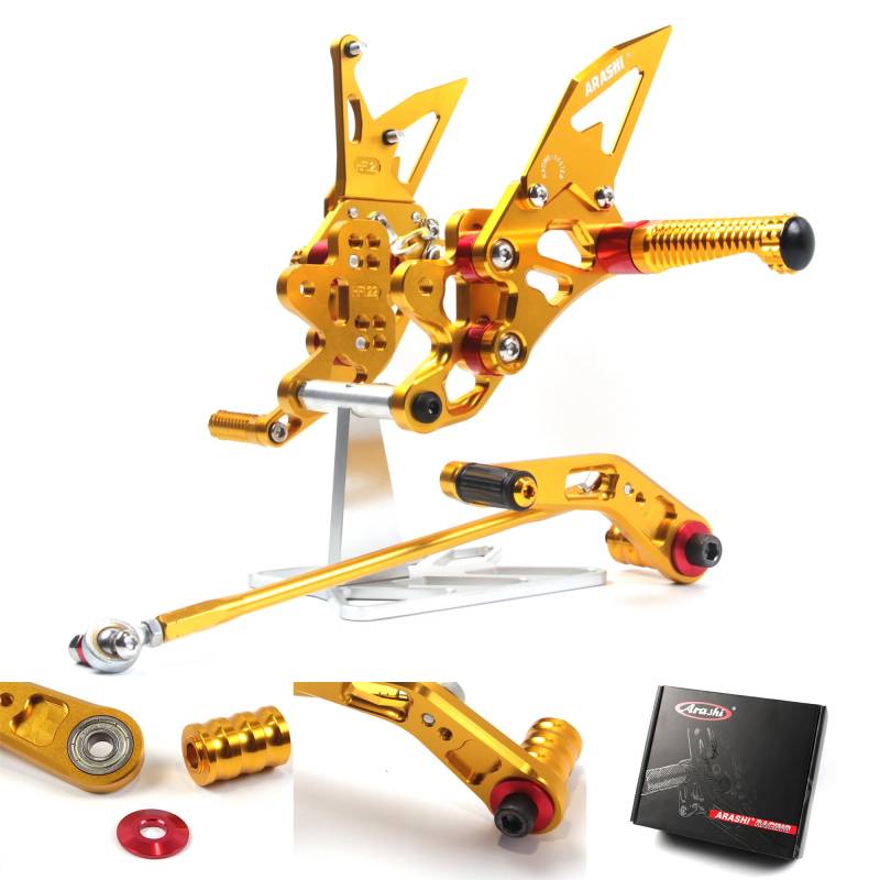 (Version2.0) Verstellbare Rearsets für SUZUKI GSXR 600&750 2024-2025 / GSX-R600Z 2022-2025 / GSX-R750Z 2022-2025 Motorrad Fußrasten Fußrasten Fußrasten GSX-R 600 750 GSXR6000 GSXR750 Gold von Konerstone