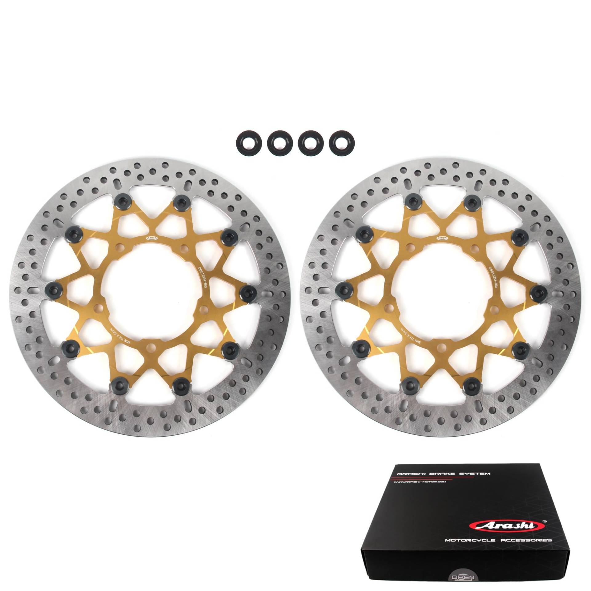 Arashi Oversized Schwimmend Vorderrad Bremsscheiben für Honda CBR650R 2019-2024, CB650X 2019-2024, CB650R ABS 2019-2022, CB650X ABS 2019-2021 Übergröße Gold&Grau Arashi Oversized Schwimmend Vorderrad Bremsscheiben für Honda CBR650R 2019-2024, CB650X 2019-2024, CB650R ABS 2019-2022, CB650X ABS 2019-2021 Übergröße Gold&Grau von Konerstone