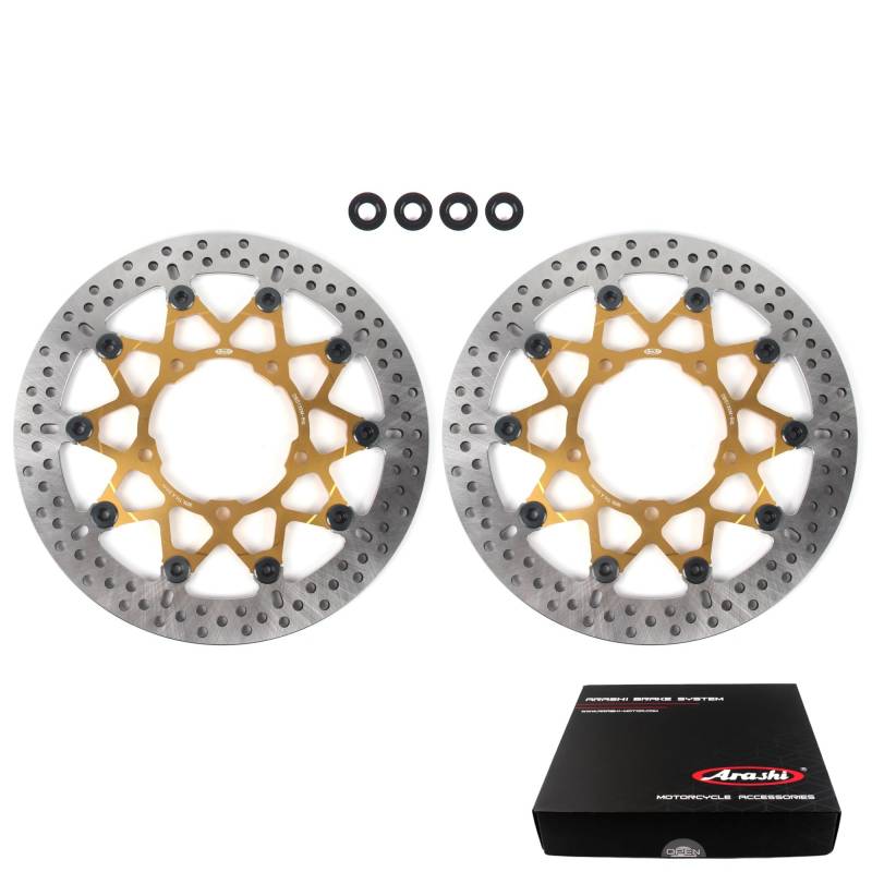 Arashi Oversized Schwimmend Vorderrad Bremsscheiben für Honda CBR650R 2019-2024, CB650X 2019-2024, CB650R ABS 2019-2022, CB650X ABS 2019-2021 Übergröße Gold&Grau von Konerstone
