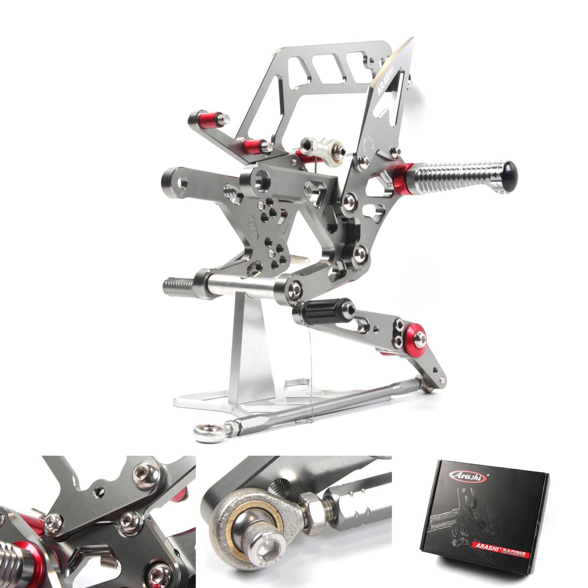 Motorrad (Version 2.0) Verstellbare Rearsets für YA.MA.HA MT10 FZ10 2023-2025 Fußrasten 1 Set Grau MT FZ 10 MT-10 FZ-10 2024 von Konerstone