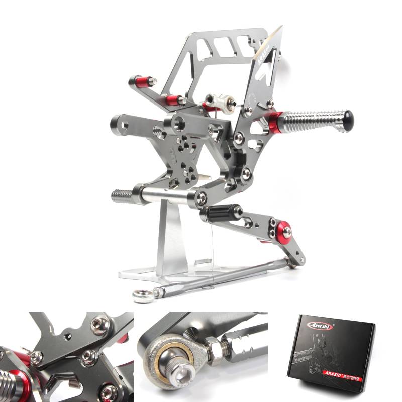 Motorrad (Version 2.0) Verstellbare Rearsets für YA.MA.HA MT10 FZ10 2023-2025 Fußrasten 1 Set Grau MT FZ 10 MT-10 FZ-10 2024 von Konerstone