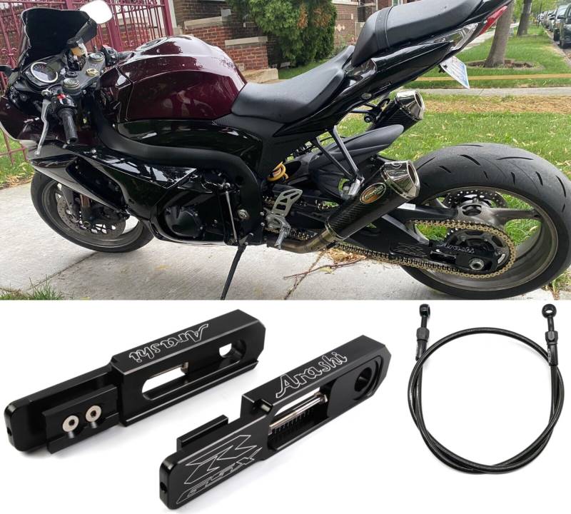 Schwinge Verlängerung Kit und Bremsschlauch für Suzuki GSXR 1000 2009-2016 Motorradzubehör Schwinge Extender Extended Arm GSXR1000 GSX-R1000 GSX-R 1000 Schwarz 2010 2011 2012 213 2014 von Konerstone