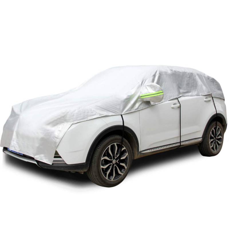 Konnfeir Halbgarage für Auto Windschutzscheibe Abdeckplane Winter Sommer Autoabdeckung wasserdicht Auto halbgarage Staubdicht Schneefest Aluminium mit dünner Baumwolle(SUV1) von Konnfeir