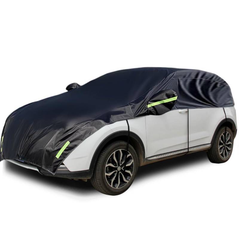 Konnfeir Halbgarage für Auto Windschutzscheibe Abdeckplane Winter Sommer Autoabdeckung wasserdicht Auto halbgarage Staubdicht Schneefest 210T Polyester mit dünner Baumwolle (Schrägheck) von Konnfeir