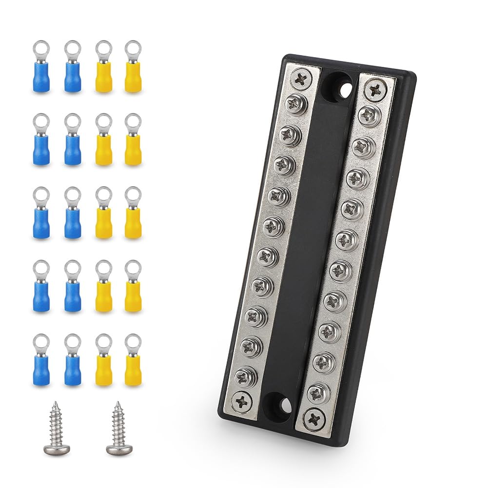 Koolenry 100A Batterie-Verteilerblock für Wohnmobile, Boote und Lastwagen. 5-Kreis-Busbar-Stromabgriffsklemme. Stromschiene mit Positiver und Negativer Anschlussklemme. Koolenry 100A Batterie-Verteilerblock für Wohnmobile, Boote und Lastwagen. 5-Kreis-Busbar-Stromabgriffsklemme. Stromschiene mit Positiver und Negativer Anschlussklemme. von Koolenry