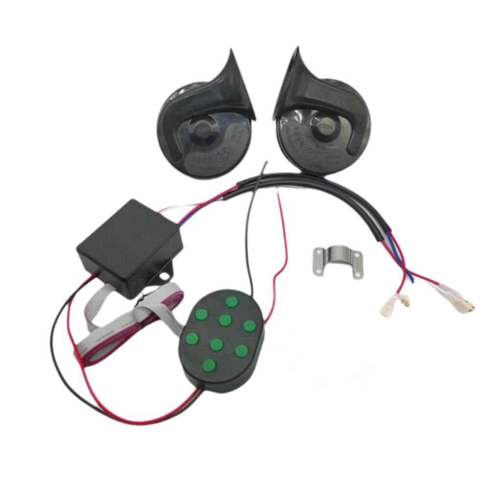 Koolenry 12V 8 Töne Musikalisches Drucklufthorn Elektrisches Schneckenhorn für Fahrzeuge Motorräder Auto mit 8 Sounds Steuerbox-Taste Universal Koolenry 12V 8 Töne Musikalisches Drucklufthorn Elektrisches Schneckenhorn für Fahrzeuge Motorräder Auto mit 8 Sounds Steuerbox-Taste Universal von Koolenry