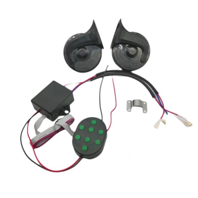 Koolenry 12V 8 Töne Musikalisches Drucklufthorn Elektrisches Schneckenhorn für Fahrzeuge Motorräder Auto mit 8 Sounds Steuerbox-Taste Universal von Koolenry