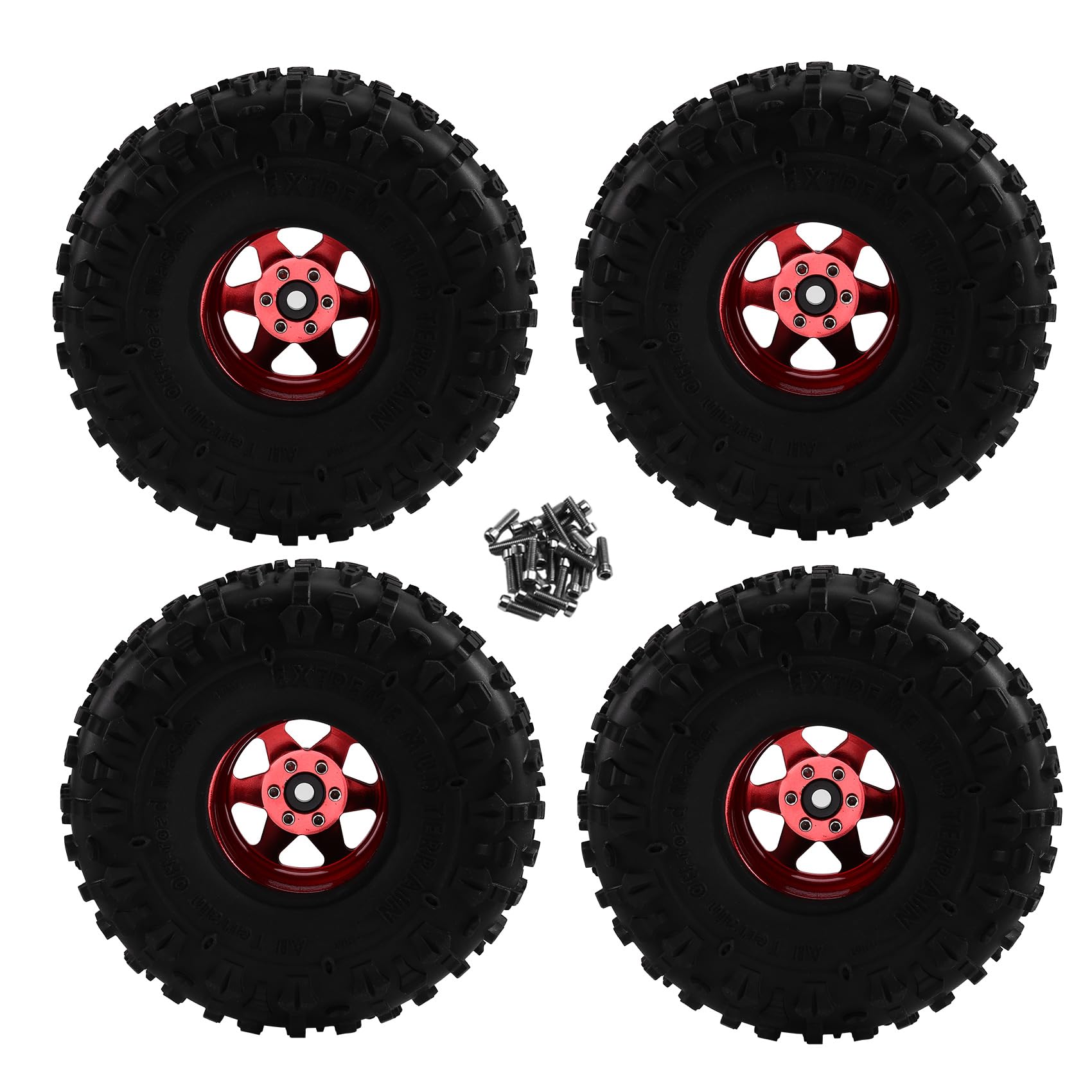 Koolenry 4 Stück 122 mm 1,9 Metall Beadlock Felgen Gummireifen Set für 1/10 RC Crawler Car TRX4 D90 D110 für Axial SCX10 Rot Koolenry 4 Stück 122 mm 1,9 Metall Beadlock Felgen Gummireifen Set für 1/10 RC Crawler Car TRX4 D90 D110 für Axial SCX10 Rot von Koolenry