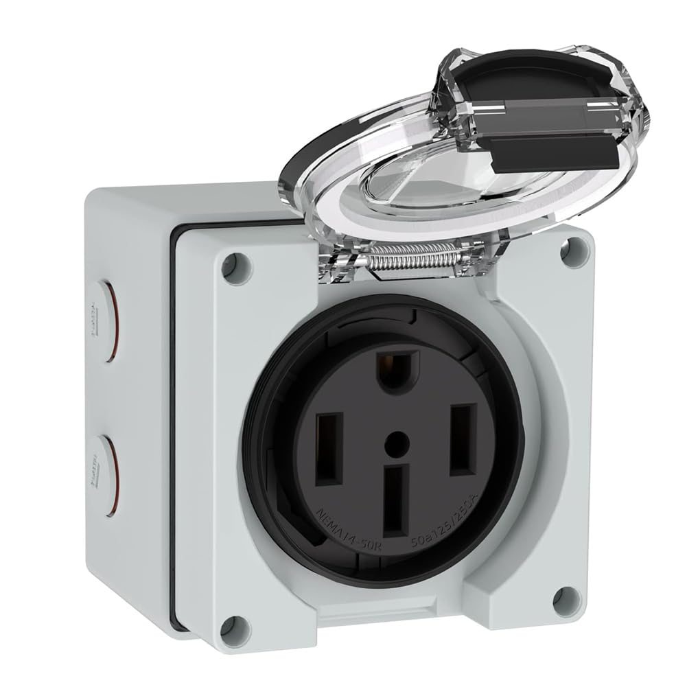 Koolenry 50AMP RV Power Outlet Box NEMA 14-50R-Steckdose mit Schutzkasten-Stromversuche für Elektrofahrzeuge, Generatoren, Schweißmaschinen Koolenry 50AMP RV Power Outlet Box NEMA 14-50R-Steckdose mit Schutzkasten-Stromversuche für Elektrofahrzeuge, Generatoren, Schweißmaschinen von Koolenry