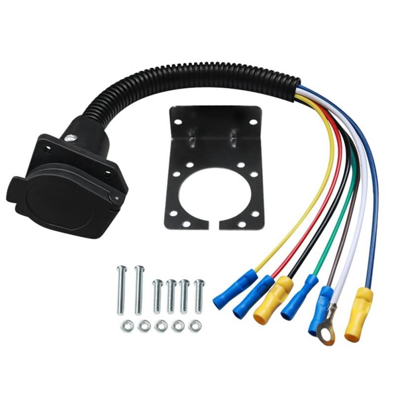 Koolenry 7-Wege-RV-Anhängerlicht-Steckdose, 7-Wege-RV-Anhängerstecker, Elektrischer Anhängerdrahtadapter, Schneller Konverter mit Montagewinkel von Koolenry