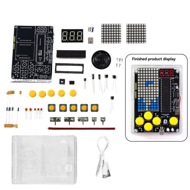 Koolenry DIY Pixel-Spiel-Kit + Voice Mini Pixel-Spielkonsole Elektronik-DIY-Kit Lötarbeitsprojekt Löt-Lernset A von Koolenry