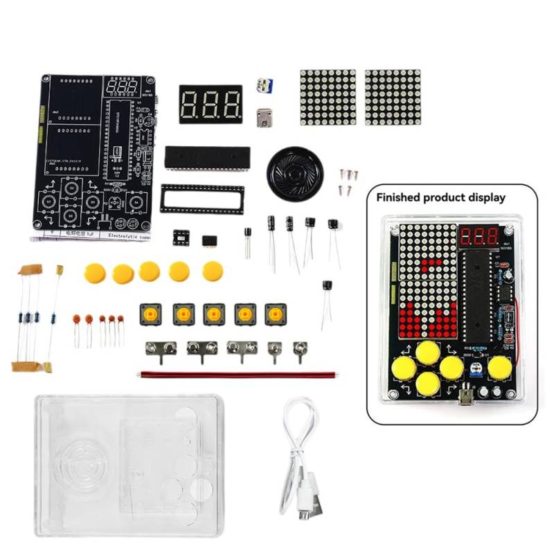 Koolenry DIY Pixel-Spiel-Kit mit Voice Mini Pixel-Spielkonsole Elektronik DIY-Kit Lötprojekt Praxis Löten Lernset A von Koolenry