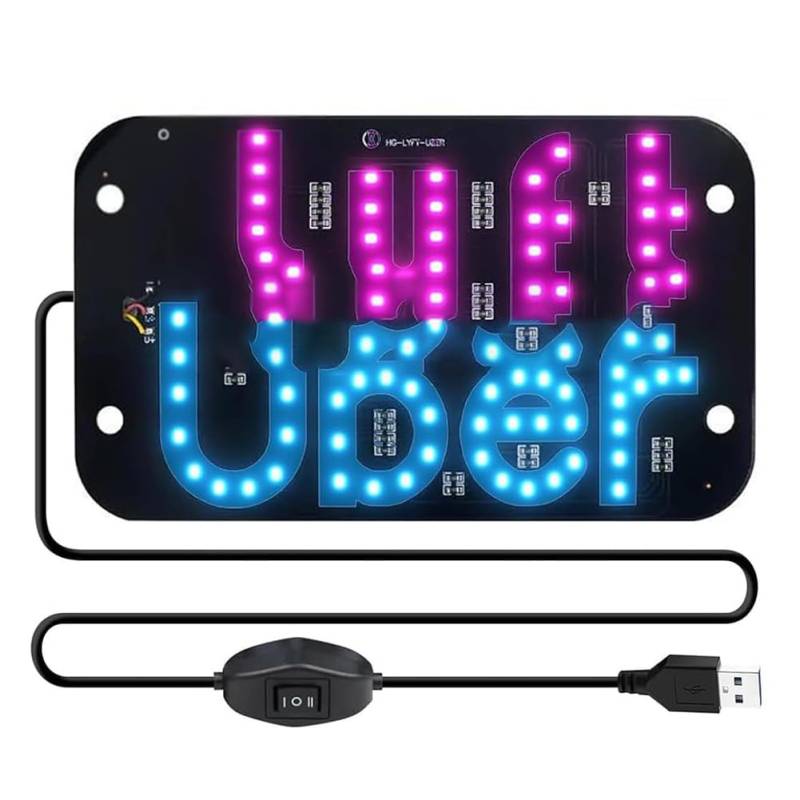 Koolenry Led-Leuchtschild Fürs Auto, Taxi-Windschutzscheiben-Leuchtschild, USB-Autoschild mit Saugnäpfen, Windschutzscheiben-Aufkleber, Kabinen-Kontrollleuchten von Koolenry