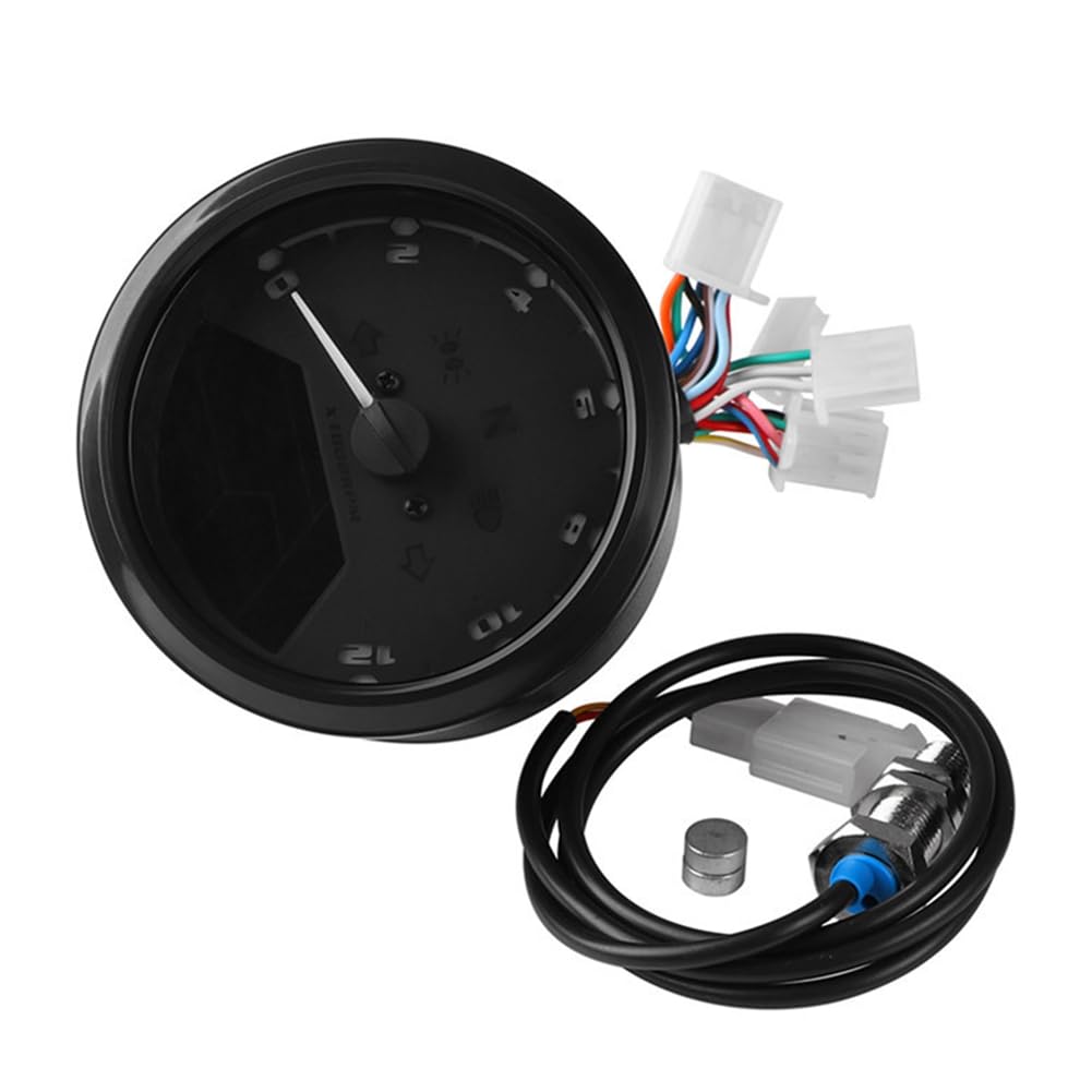 Koolenry Motorrad-LCD-Instrument Tachometer, Digitaler LCD-Tachometer mit Geschwindigkeitsmesser, Kilometerzähler und Öldruckanzeige Samt Induktionssensor Koolenry Motorrad-LCD-Instrument Tachometer, Digitaler LCD-Tachometer mit Geschwindigkeitsmesser, Kilometerzähler und Öldruckanzeige Samt Induktionssensor von Koolenry