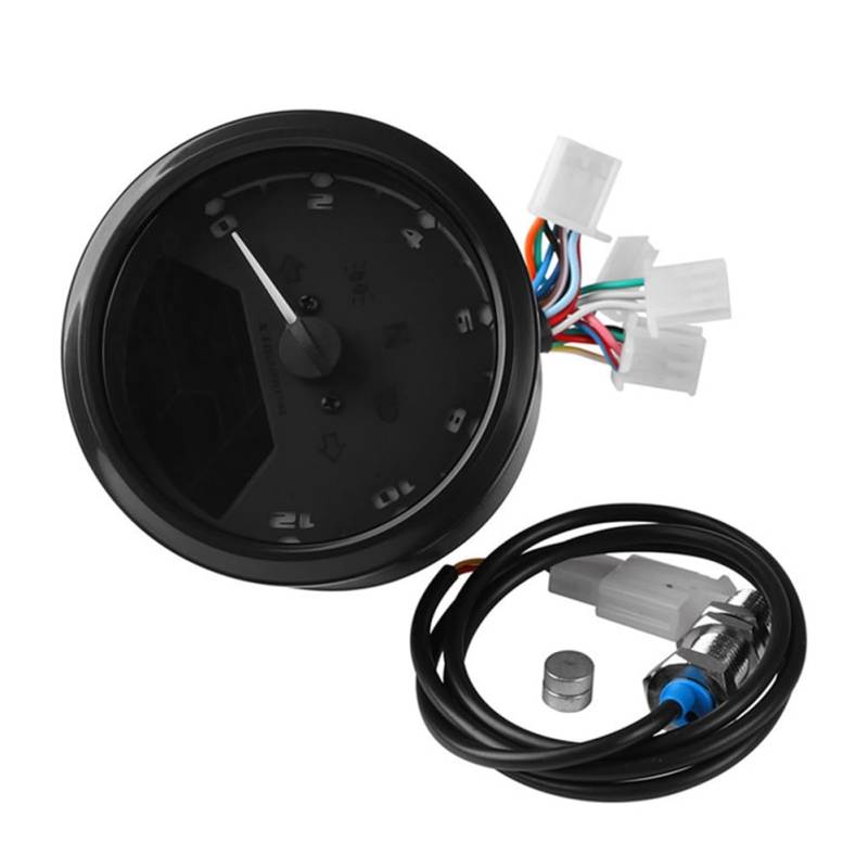 Koolenry Motorrad-LCD-Instrument Tachometer, Digitaler LCD-Tachometer mit Geschwindigkeitsmesser, Kilometerzähler und Öldruckanzeige Samt Induktionssensor von Koolenry
