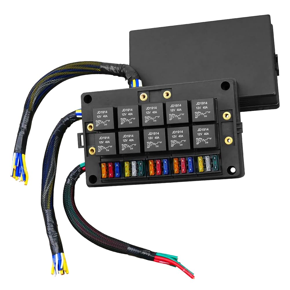 Koolenry Sicherungsdose und Relaisbox Block 12V Sicherung Relaisbox Vorkonfektioniert 5-Polig 40A ATC/ATO 15 Sicherungen von Koolenry