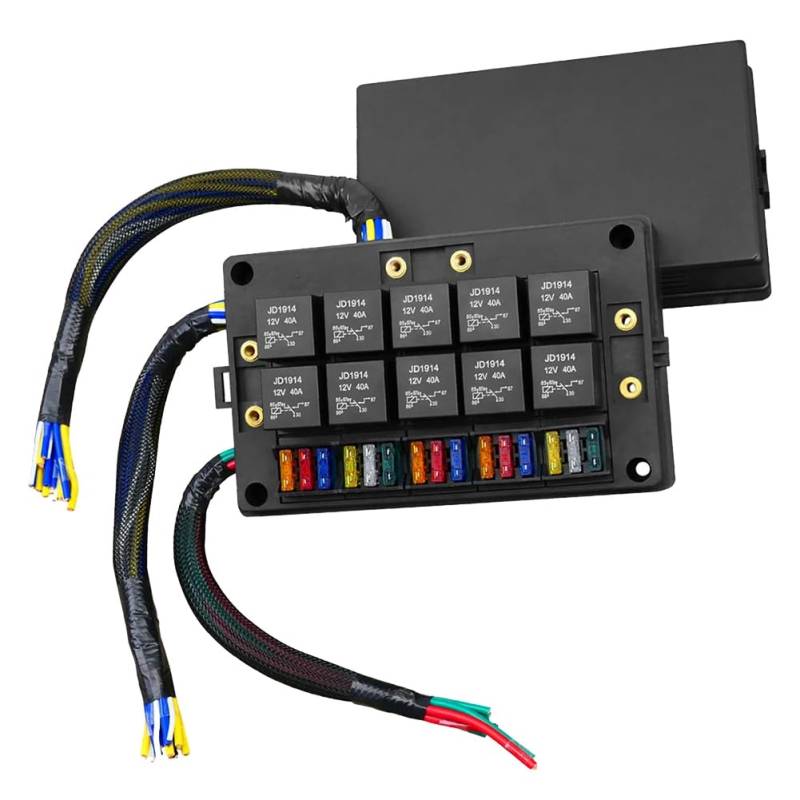 Koolenry Sicherungsdose und Relaisbox Block 12V Sicherung Relaisbox Vorkonfektioniert 5-Polig 40A ATC/ATO 15 Sicherungen von Koolenry
