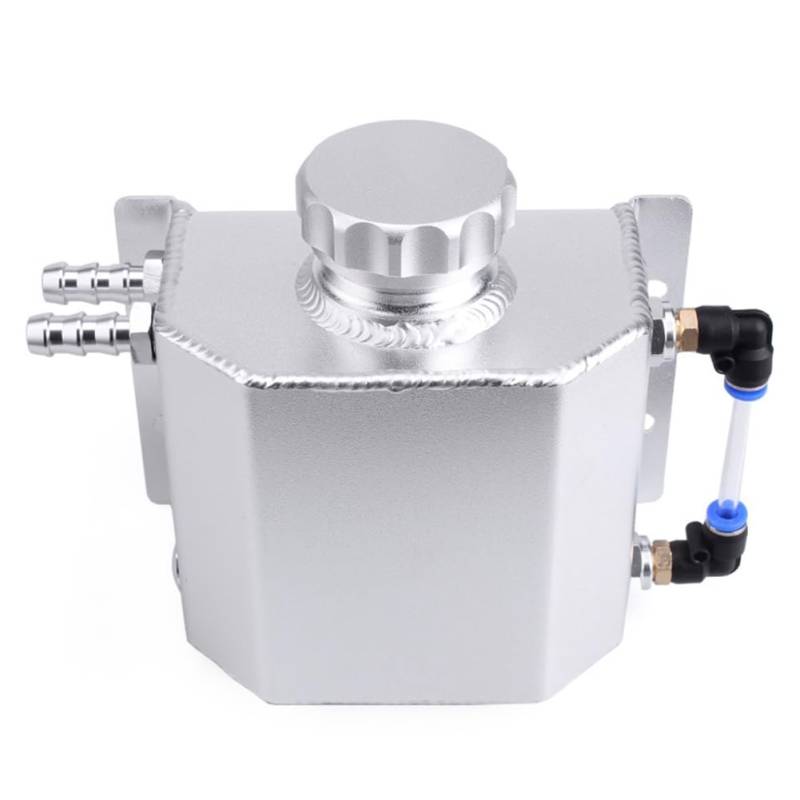 Koolenry Universal 1L Auto Motoröl Atmungsaktiver Topf Kühler Kühlmittel Überlaufflasche Sammeln Kurbelgehäuse Dampf Reservoir Silber von Koolenry