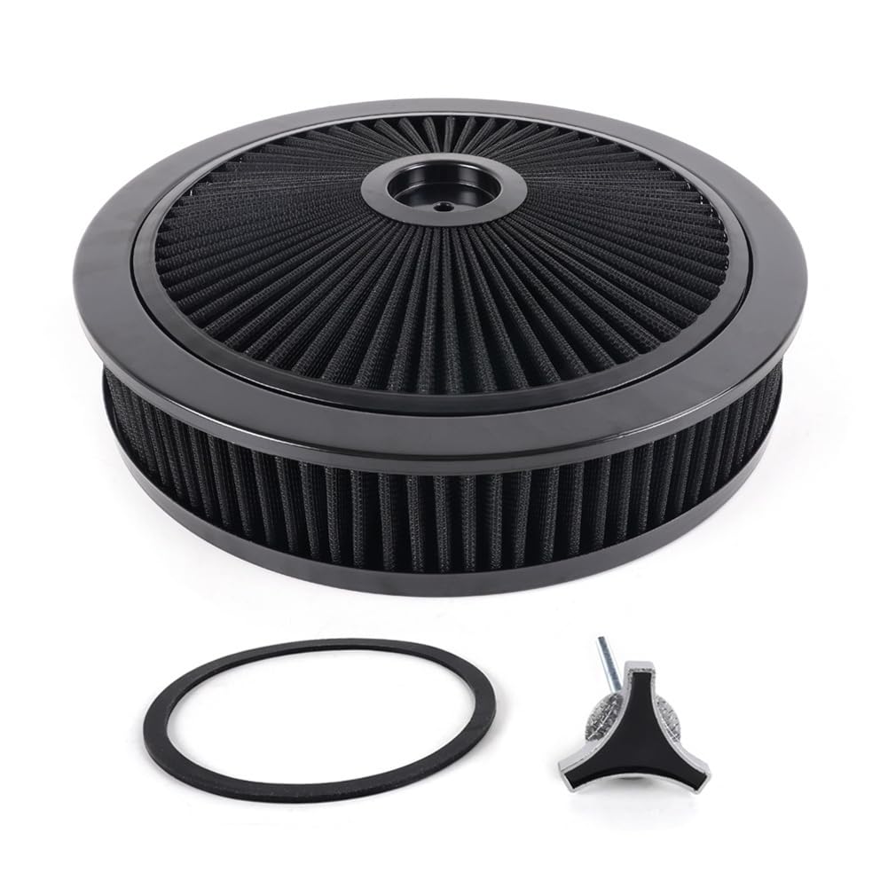 Koolenry Universal-Luftfilter Fürs Auto, 14 X 3, Kreisförmig, Hoher Durchfluss, Waschbar, 5-1/8-Gewindeanschluss, Modifizierte Autoteile, Schwarz Koolenry Universal-Luftfilter Fürs Auto, 14 X 3, Kreisförmig, Hoher Durchfluss, Waschbar, 5-1/8-Gewindeanschluss, Modifizierte Autoteile, Schwarz von Koolenry