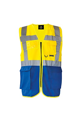 Korntex Multifunktions-Warnweste - Gelb/Blau, L, Hochsichtbarkeitsweste, Erwachsene, Unisex, Warnweste von Korntex