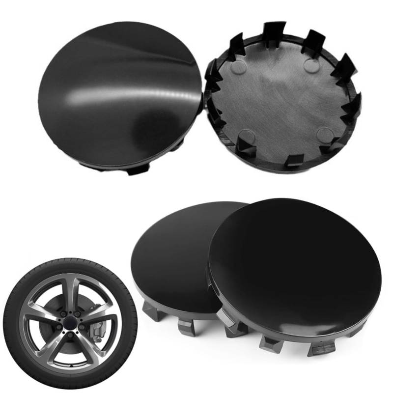 4 Stück Radnabenkappen 56mm Nabendeckel Universal Radnabenabdeckung Hochwertige ABS-Nabendeckel für Felgen Radnaben Felgendeckel Felgenkappen Kratzfest Strapazierfähig(Schwarz,Size:56mm Ø) von Korysnew