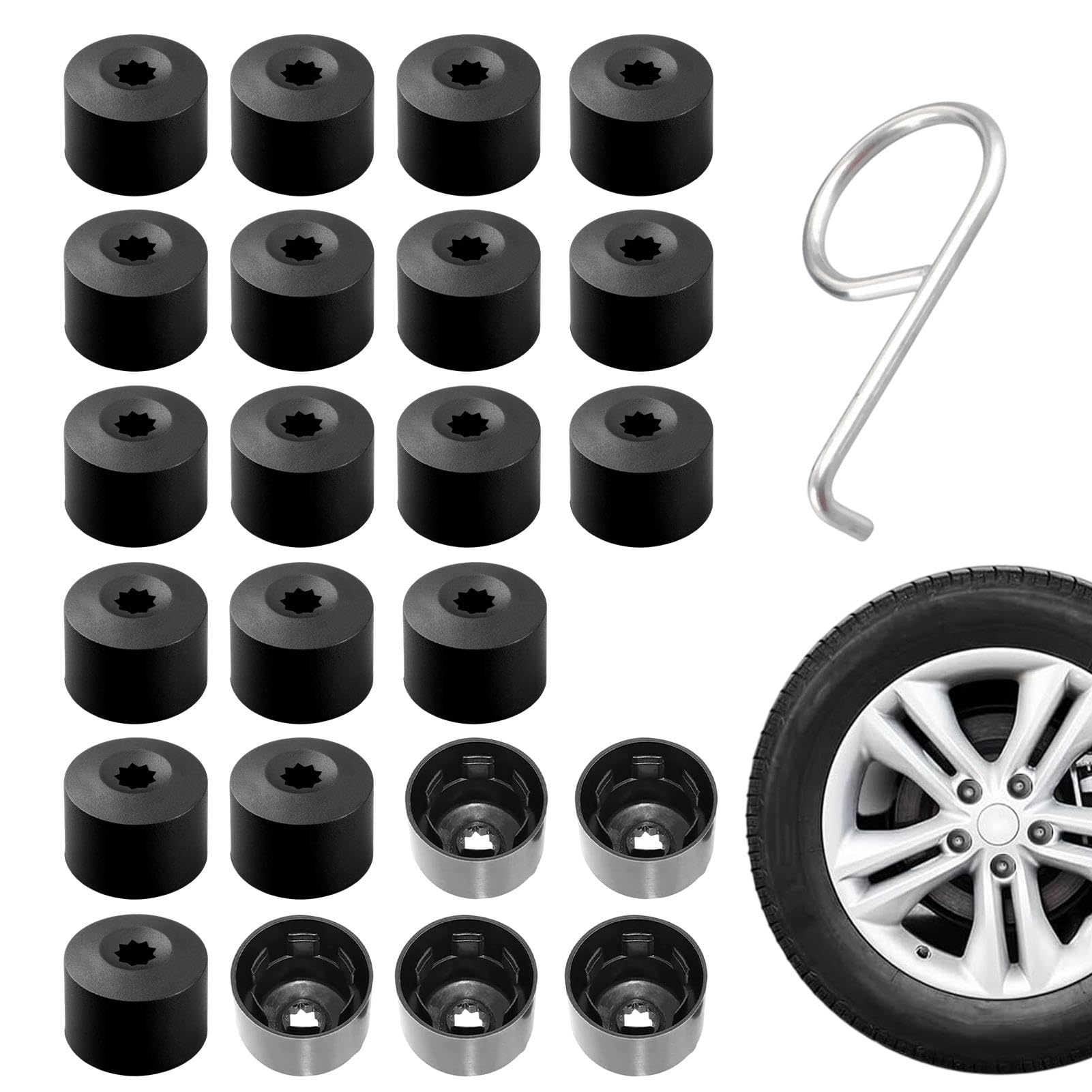 Korysnew 17mm Radmutternkappen Schraubenabdeckungen, mit Demontagewerkzeug, 5 Stück Sperrschraubenkappe 18 Stück Normal Auto Radkappen Korysnew 17mm Radmutternkappen Schraubenabdeckungen, mit Demontagewerkzeug, 5 Stück Sperrschraubenkappe 18 Stück Normal Auto Radkappen von Korysnew