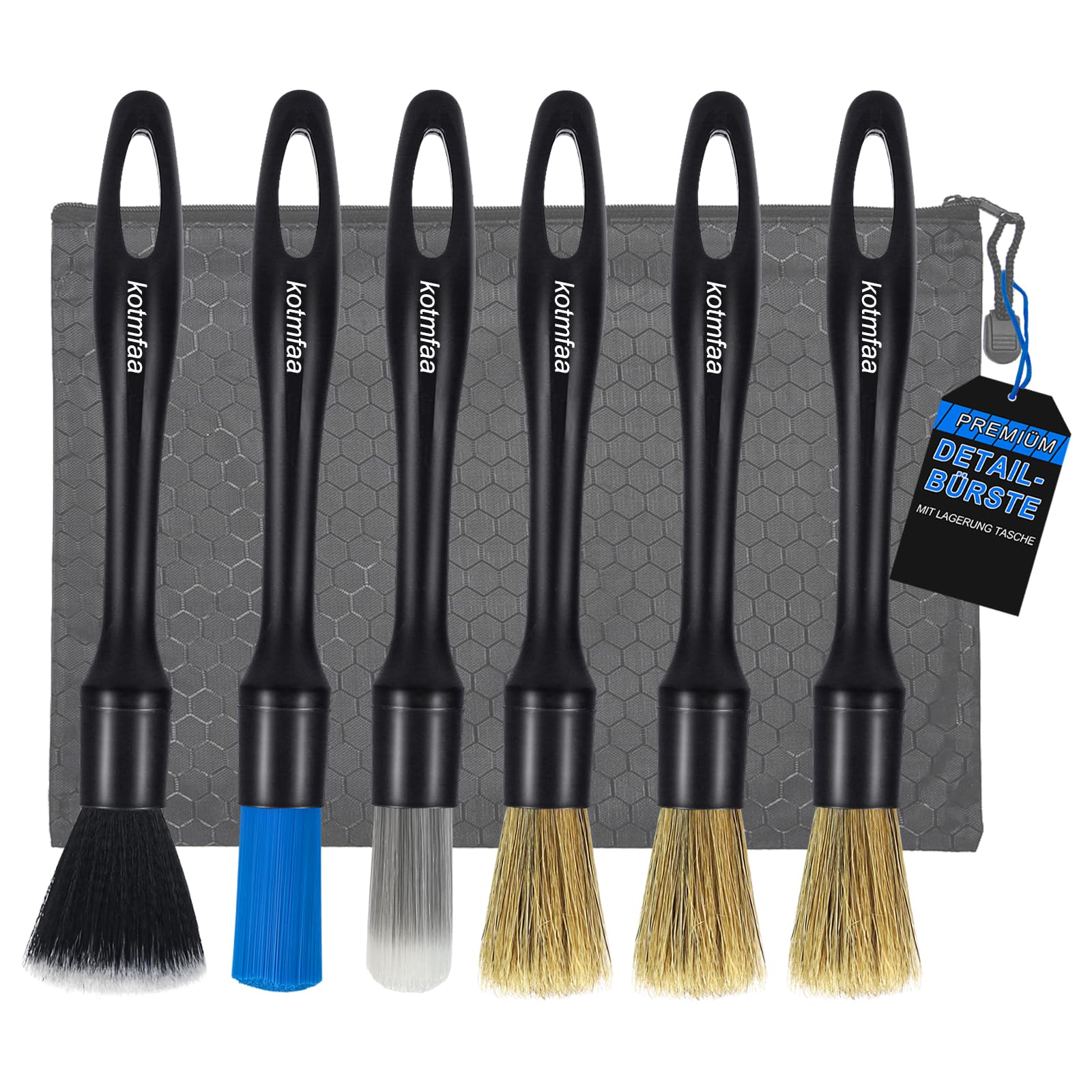 6 Stück Auto Detailing Pinsel Set mit Wasserdichte Tasche, Extra Weich Detail Reinigungspinsel Bürsten Brush für Schonend Reinigen von Car Motor Rädern Felgen Leder Innenraum Außenraum Autopflege 6 Stück Auto Detailing Pinsel Set mit Wasserdichte Tasche, Extra Weich Detail Reinigungspinsel Bürsten Brush für Schonend Reinigen von Car Motor Rädern Felgen Leder Innenraum Außenraum Autopflege von Kotmfaa