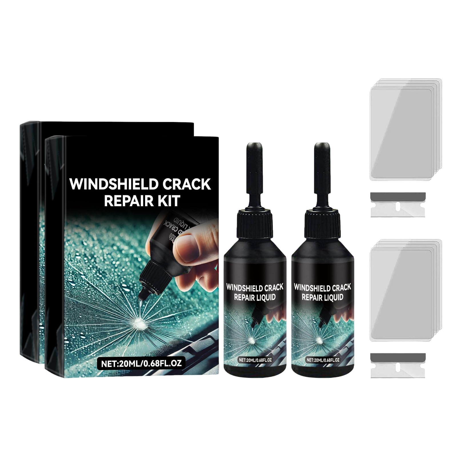 Kouamor 1/2/3 Flaschen Windschutzscheibe Reparatur Set, Glas Kratzer Entferner Windschutzscheibe Chip Repair Kit, Glas Reparatur Kit, Windschutzscheibe Reparatur Kit, Windschutzscheibe Kratzer von Kouamor