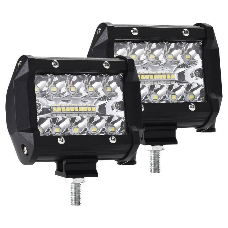 Kraumi LED Arbeitsscheinwerfer 4 Zoll 60W Cree LED Zusatzscheinwerfer 12V 5,600lm Auto Scheinwerfer Offroad Flutlicht Wasserdicht IP67 Arbeitslicht(2 Stück) von Kraumi