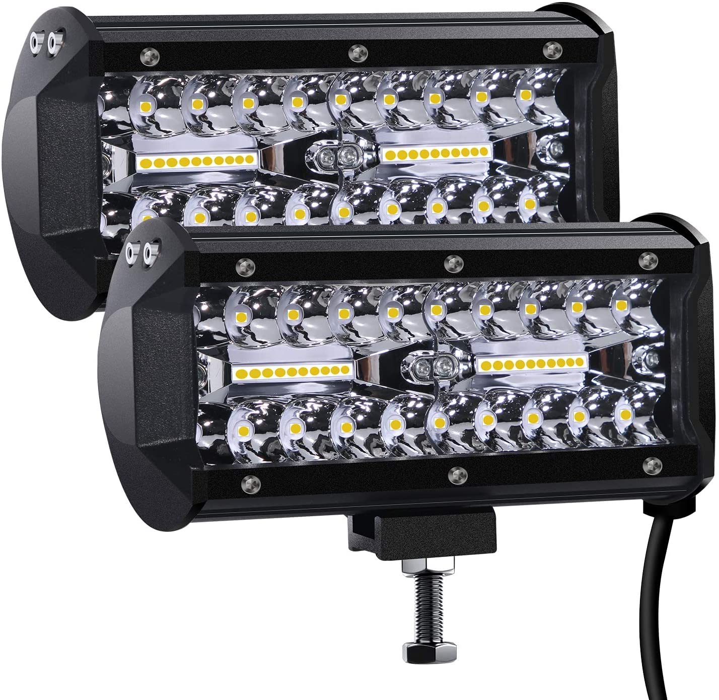 Kraumi LED Arbeitsscheinwerfer 7 Zoll 240W Cree LED Zusatzscheinwerfer 12V 27,000lm Auto Scheinwerfer Offroad Flutlicht Wasserdicht IP67 Arbeitslicht(2 Stück) von Kraumi