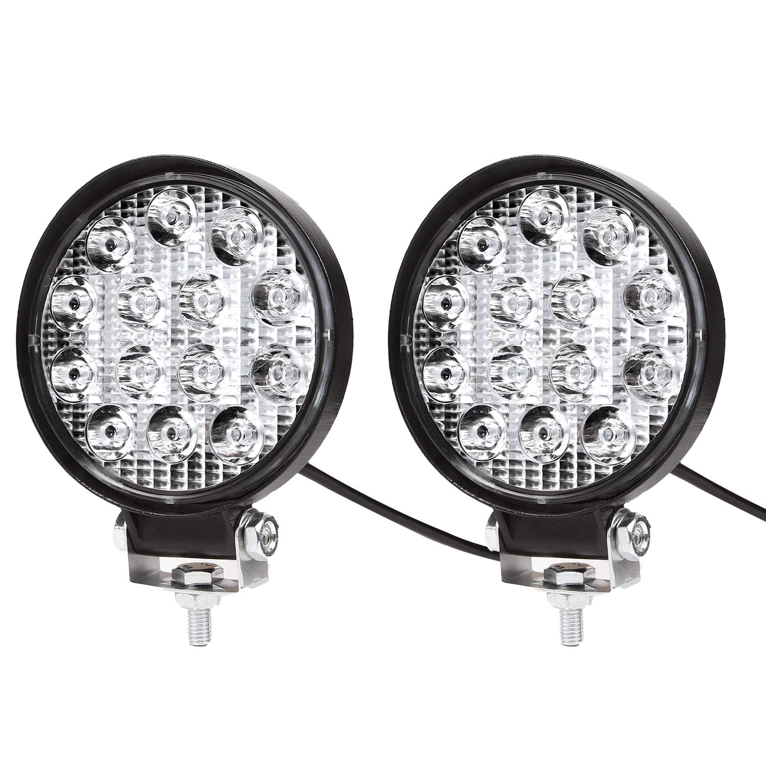 LED Arbeitsscheinwerfer, 2 X 42W Quadrat LED Offroad Zusatzscheinwerfer 12V 24V Scheinwerfer IP67 Wasserdicht Rückfahrscheinwerfer für Trecker Bagger SUV, UTV, ATV von Kraumi