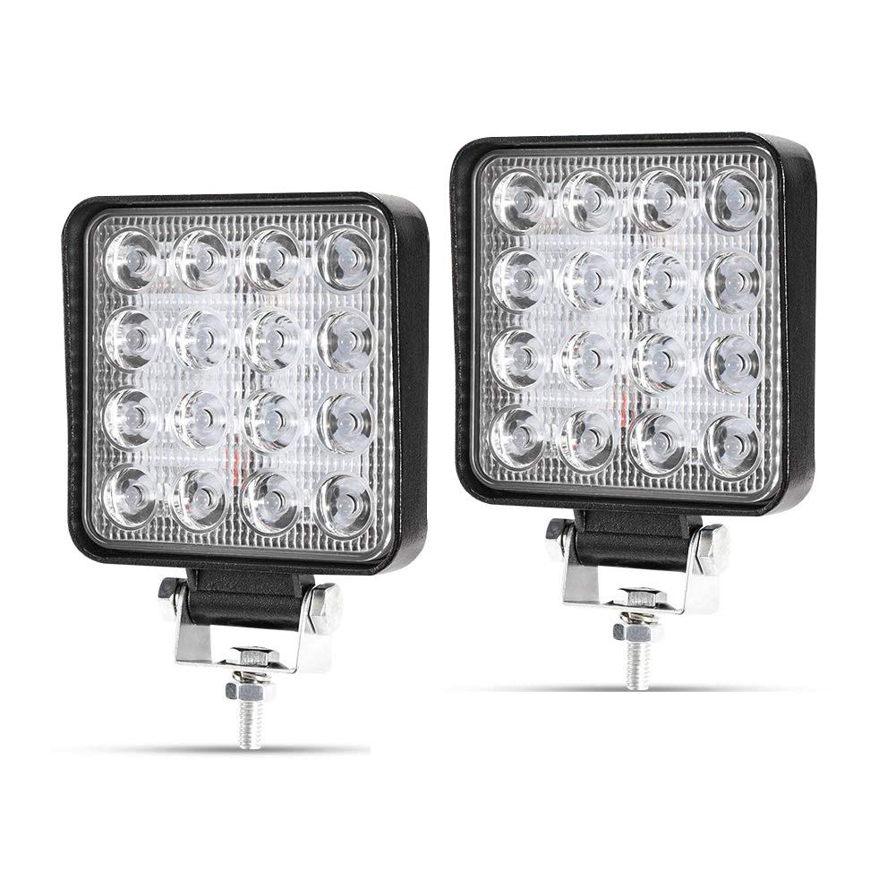 LED Arbeitsscheinwerfer, 2 X 48W Quadrat LED Offroad Zusatzscheinwerfer 12V 24V Scheinwerfer IP67 Wasserdicht Rückfahrscheinwerfer für Trecker Bagger SUV, UTV, ATV von Kraumi