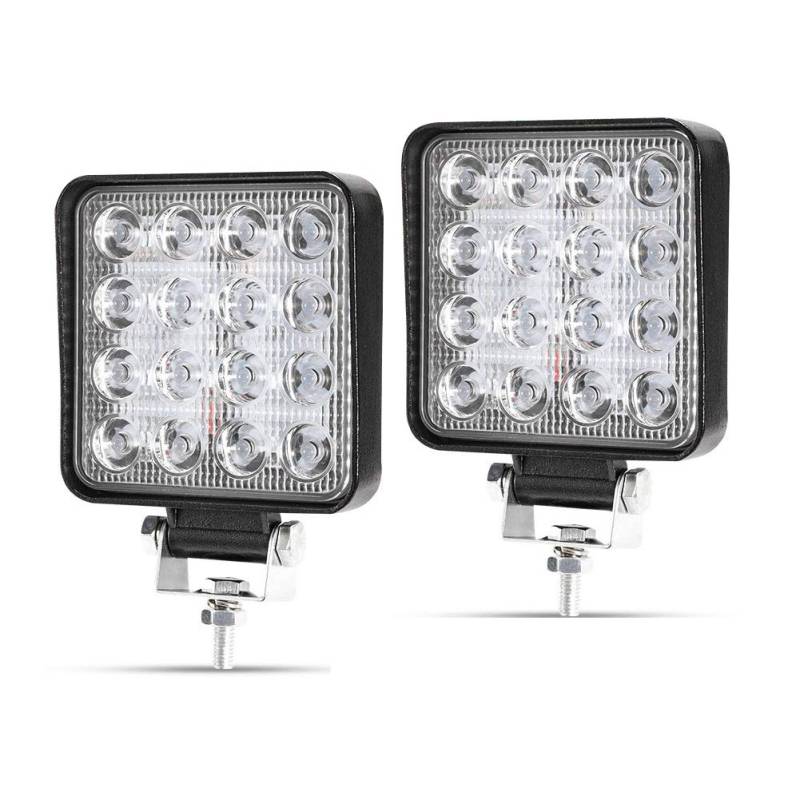 Kraumi LED Arbeitsscheinwerfer, 2 X 48W Quadrat LED Offroad Zusatzscheinwerfer 12V 24V Scheinwerfer IP67 Wasserdicht Rückfahrscheinwerfer für Trecker Bagger SUV, UTV, ATV von Kraumi