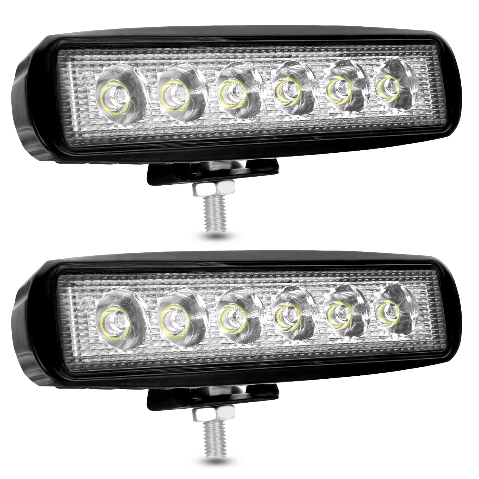 Kraumi LED Arbeitsscheinwerfer, 18W LED Offroad Zusatzscheinwerfer 12V 24V Scheinwerfer 6000K IP67 Wasserdicht Rückfahrscheinwerfer für Trecker Bagger SUV, UTV, ATV (2 Stück) von Kraumi