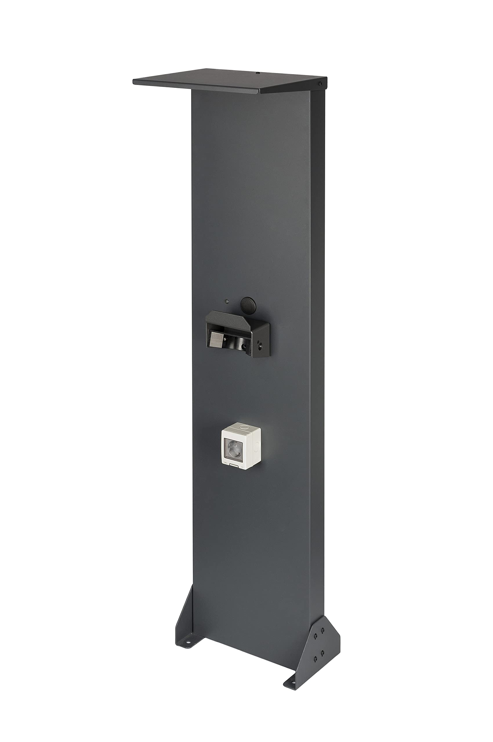 Kreainvent Universeller Premium-Design Wallbox-Standfuß aus Aluminum mit Dach und 16A, 3,7kW Steckdose (Dach, Anthrazit, Robuste Kabelhalter) von Kreainvent