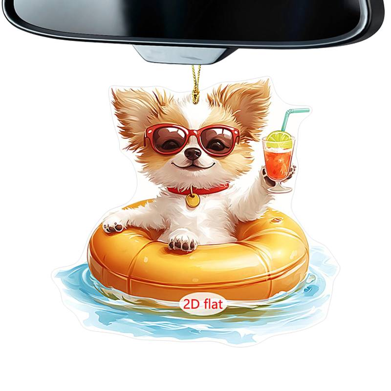 Krmoau Rückspiegel Deko | Hängbarer 2D Acryl Katzen Und Hunde Anhänger,Niedlicher Tieranhänger Für LKW Auto Wand Wohnzimmer Deko von Krmoau
