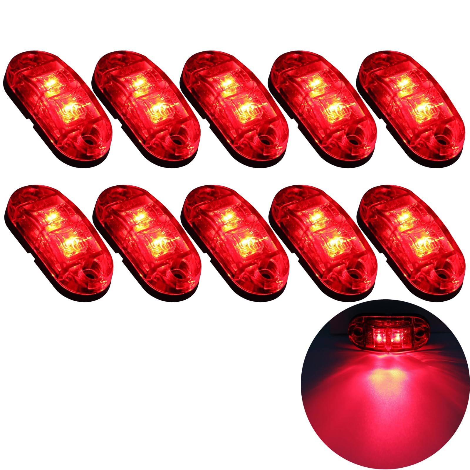 Krtopo 10X Seitenmarkierungsleuchten 12 / 24V Anhänger-Seitenleuchte Licht für LKW Wohnmobil Wohnwagen (Rot) von Krtopo