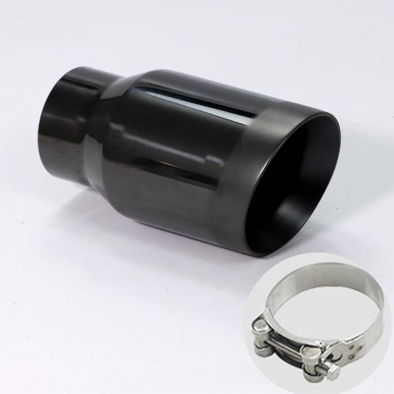 Krtopo 2,5" Auto Auspuff Endrohr Edelstahl - Hochwertige Auspuffspitzemit Polierter Oberfläche 64mm (2,5") Einlass 3,5" Auslass Universelle Auspuffblende Auspuffrohre Bolt-On Montage(Schwarz)​ von Krtopo