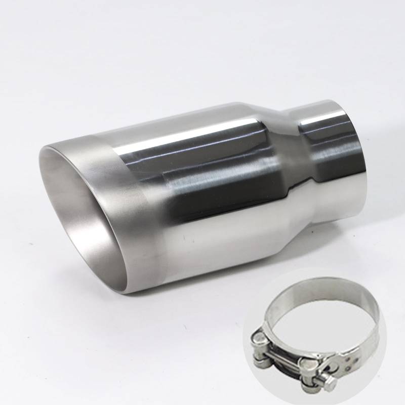 Krtopo 2,5" Auto Auspuff Endrohr Edelstahl - Hochwertige Auspuffspitzemit Polierter Oberfläche 64mm (2,5") Einlass 3,5" Auslass Universelle Auspuffblende Auspuffrohre Bolt-On Montage(Silber)​ von Krtopo