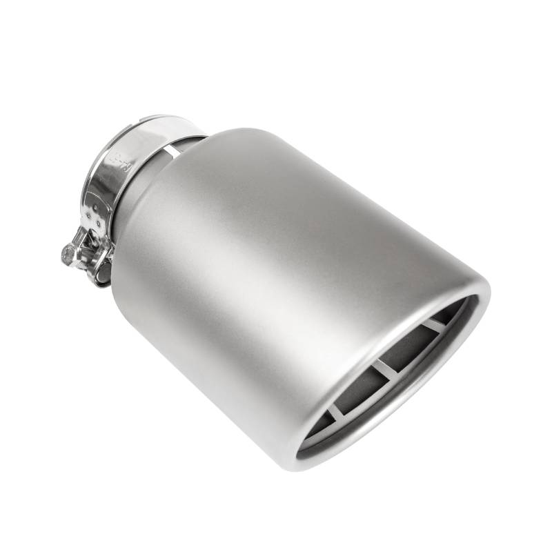 Krtopo Auto Auspuff Endrohr Schalldämpfer Spitze Fit für 2,5"(63mm) Einlass Auspuffrohr Edelstahl 4"(101mm) Auslass Modifikation Hinten Endschalldämpfer Auspuffendrohr Ende Kehle (Gerade Silber) von Krtopo
