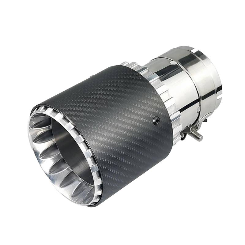 Krtopo 2,5" Auto Auspuff Endrohr Schalldämpfer Spitze für 63mm Einlass Auspuffrohr Edelstahl und Kohlefaser Endrohr Hinten Endschalldämpfer Auspuffendrohr Ende Kehle (Silber Schwarz, Stück, 1) von Krtopo
