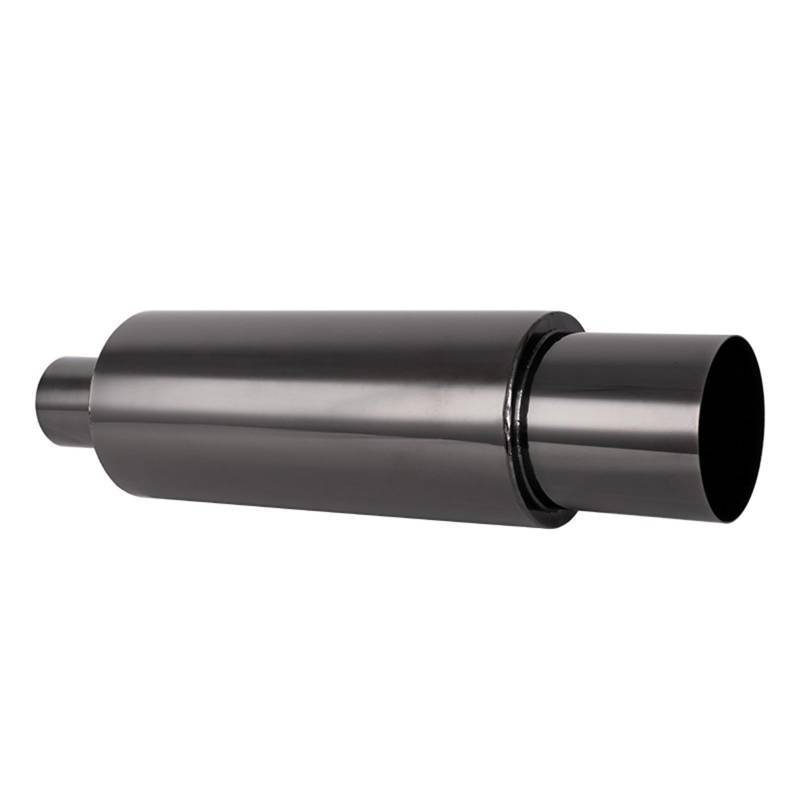 Krtopo Auto Schalldämpfer Universal 63MM (2,5 Zoll) Edelstahl Endschalldämpfer mit Endrohr - Sportauspuff Abgasschlauch Zubehör für Auspuffanlagen Länge SUV LKW 18,9"(480MM)(Alle Schwarz) von Krtopo