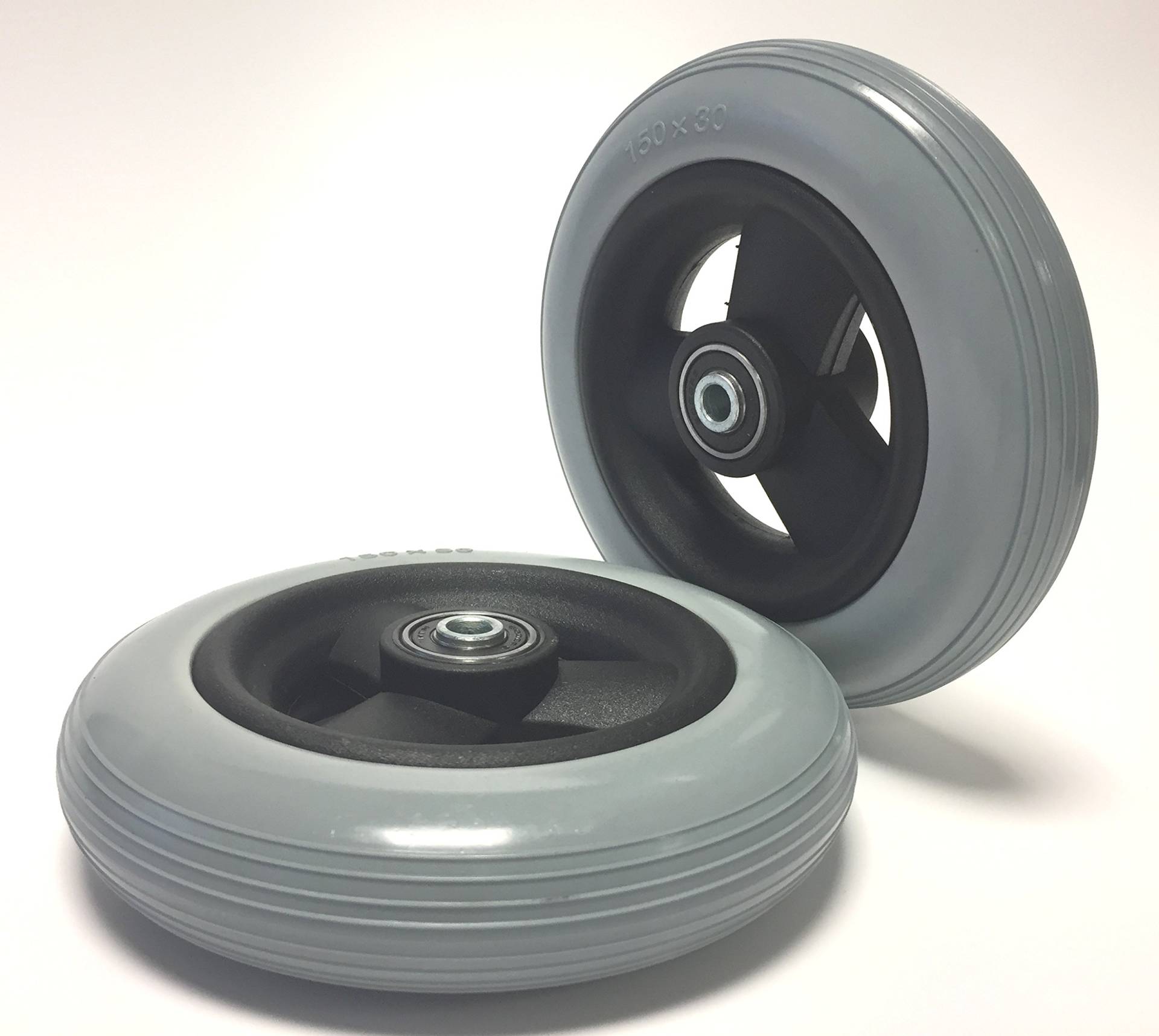 2 Stück Rollstuhlreifen pannensicher 6 x 1 1/4 bzw. auch 150x30, grau, Rillenprofil, 100% pannengeschützt, Kompletträder Reifen mit Felge und Rollstuhl Kugellager, Bohrung 8 mm, Nabenlänge 36 mm 2 Stück Rollstuhlreifen pannensicher 6 x 1 1/4 bzw. auch 150x30, grau, Rillenprofil, 100% pannengeschützt, Kompletträder Reifen mit Felge und Rollstuhl Kugellager, Bohrung 8 mm, Nabenlänge 36 mm von Superman