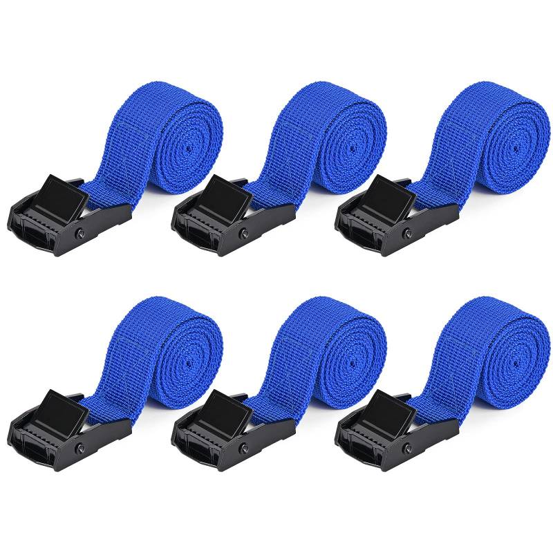 Kshineni Spanngurte Befestigungsgurt 6 Stück Zurrgurt 1 m x 25 mm Spanngurt Kurz Expander mit Klemmen Spanngurte Spannbänder mit Klemmschloss (Blau) von Kshineni