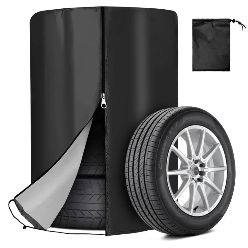 Ksvaye Reifentasche 73 x 110 cm Auto Reifenabdeckung mit Reißverschluss Reifenschutzhülle Wasserdicht 420 Oxford Autoreifen Tasche für Hält 4 Reifen 18/19/20/21/22 Zoll von Ksvaye