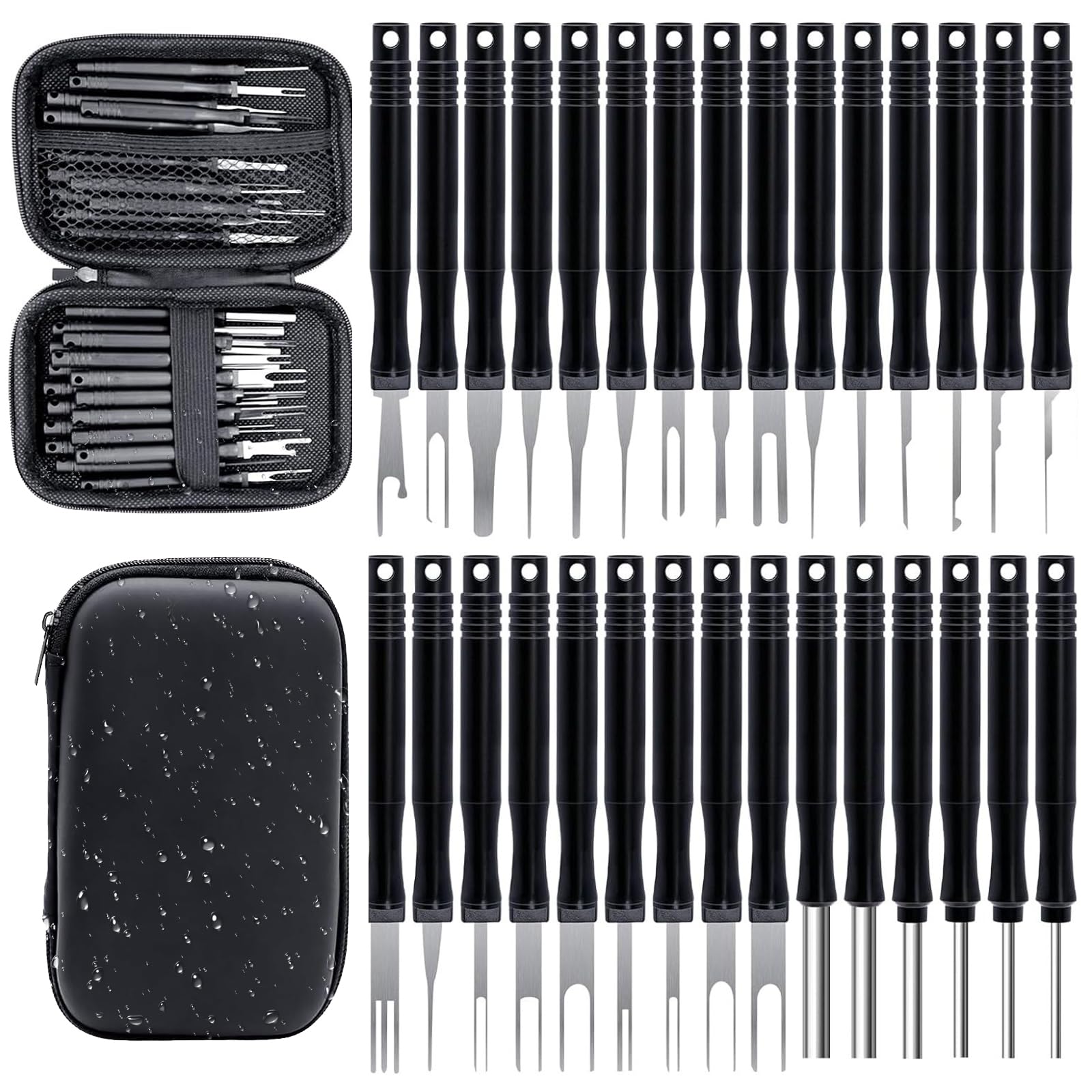 Ksvaye 30 Stück Terminal Entfernung Werkzeugsatz Auspinnwerkzeug KFZ Set Entriegelungswerkzeug Auto Kabel Stecker Ausbau Werkzeug Pin Auszieher Reparatur Entferner Schlüsselwerkzeuge mit Schutzhülle Ksvaye 30 Stück Terminal Entfernung Werkzeugsatz Auspinnwerkzeug KFZ Set Entriegelungswerkzeug Auto Kabel Stecker Ausbau Werkzeug Pin Auszieher Reparatur Entferner Schlüsselwerkzeuge mit Schutzhülle von Ksvaye