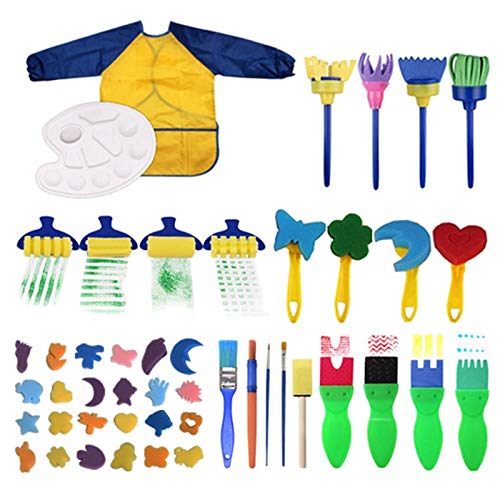 Kueohse 47 StüCk Kinder Schwamm MalbüRsten Set Farbe SchüRze Spielzeug Bastelsets Kleinkind Malwerkzeuge Kueohse 47 StüCk Kinder Schwamm MalbüRsten Set Farbe SchüRze Spielzeug Bastelsets Kleinkind Malwerkzeuge von Kueohse